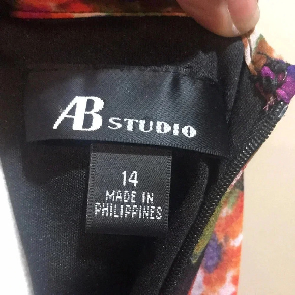 AB STUDIO Sleeveless Multi-Colored Bodice Empire Waist Midi Dress-Size 14 - Picture 9 of 10